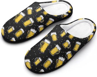 Generic Beer Womens Slippers Warm House Slippers Indoor House Shoes with Anti-Skid Rubber Sole