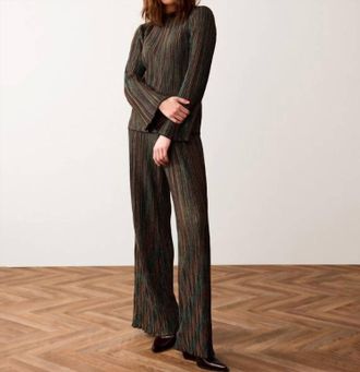 Summum Lurex Stripes Plisse Jersey Top In Multi