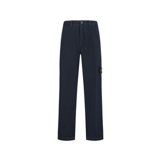 Stone Island Straight Trousers, male, Blue, Size: W32 Regular-Fit Trousers with Utility Pocket