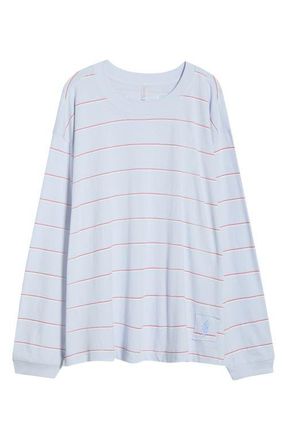 Free People FP Movement Printed Hustle Layer T-Shirt in Awning Stripe Slate at Nordstrom, Size X-Large Regular