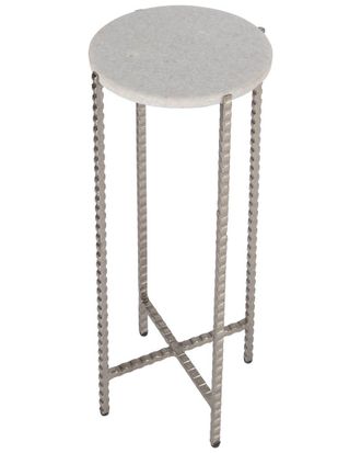 Butler Specialty Company Nigella Marble And Silver Cross Legs Side Table