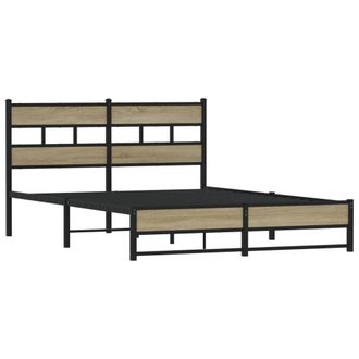 Berkfield Home Metal Bed Frame without Mattress Sonoma Oak 140x200 cm in Brown