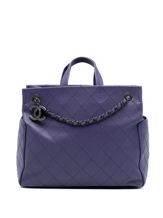 Chanel 2014-2015 medium CC gewatteerde kalfsleren shopper met zak - Paars