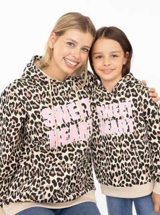 Zwillingsherz Hoodie ZWILLINGSHERZ Sweet Heart Leo, Damen, Gr. L/XL, beige, Sweatware, Obermaterial: 80% Polyester, 20% Baumwolle, Sweatshirts Hoodie, Mini-Me Leo,m