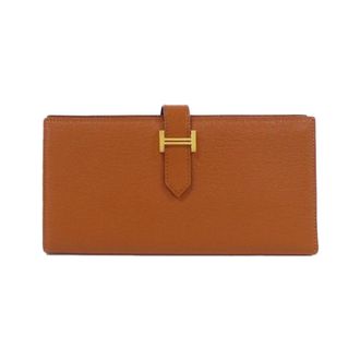 Herm&egrave;s Brown Chevre Leather Long Wallet (Bi-Fold) (Pre-Owned)