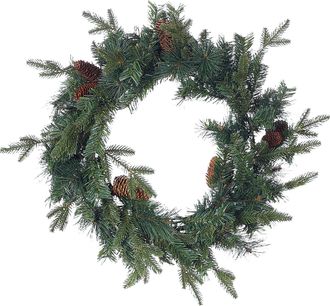 Beliani Beliani - Corona De Navidad Con Pi&ntilde;as Sint&eacute;ticas Y Bayas Para Puerta 60 Cm Verde Kamerun