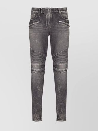 Balmain straight trousers with distressed finish and zip pockets