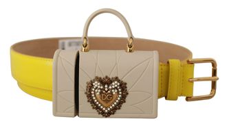 Dolce & Gabbana Yellow Leather Devotion Heart Micro Bag Headphones Womens Belt