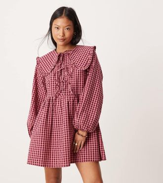 Nobody's Child Blaze collar mini dress in red gingham