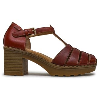 Pikolinos Canarias W8W-1873 Leather Womens Heels Sandals - Brick - Size:UK 5-5.5