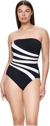 Gottex Luxe Allure Bandeau One Piece in Black-Gold at Nordstrom, Size 12