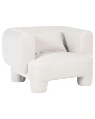 Beliani Poltrona In Tessuto Imbottito Con Texture Morbida, Gambe Cilindriche, Stile Organico, Bianco Hogbo