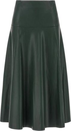 Nude The Nude Midi - Dames - Leren & Su&egrave;de rokken - Groen - XS - Leer - Rokken