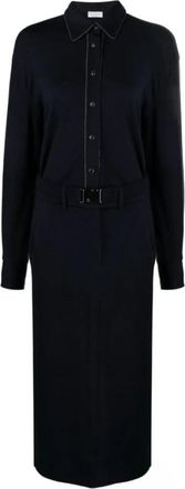Brunello Cucinelli Jurk met kettingdetails - Dames - Maxi kleedjes - Blauw - S - Wol - Kleedjes