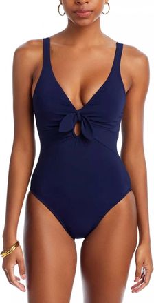 Robin Piccone Ava Knit One-Piece Swimsuit In Navy