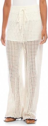 Fifteen Twenty Gianna Open Knit Straight Leg Pants in Off White/Navy at Nordstrom Rack, Size X-Small