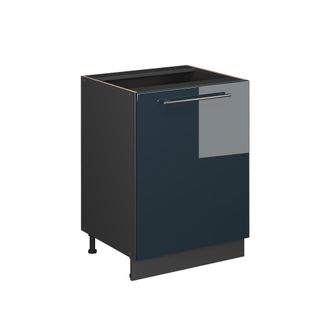 Vicco Mueble Bajo De Cocina Fame-line, Azul Oscuro Alto Brillo/antracita, 60 Cm 1 Puerta Sin Encimera, Vicco