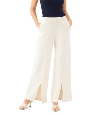 Fifteen Twenty Front-Slit Wide-Leg Sweatpants In Cream