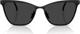 Ferrari 56mm Polarized Cat Eye Sunglasses in Black Matte /Black Crystal at Nordstrom
