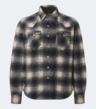Ralph Lauren Camisa de franela en mezcla de lana a cuadros