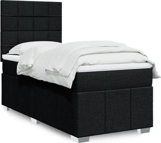 vidaXL Cama Box Spring Con Colch&oacute;n Tela Negro 90x190 Cm Vidaxl