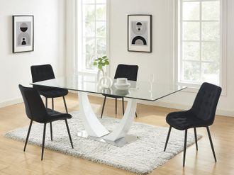 Vente-Unique Sedia imbottita in Velluto e Metallo Nero Nero - Lotto di 2 - OLLUA