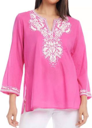 Karen Kane Prim Embroidered Tunic In Pink