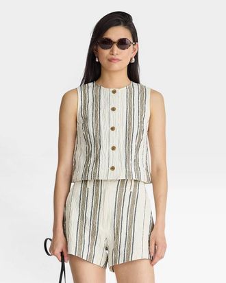 Apiece Apart Godet Tank Top In Affogato Stripe