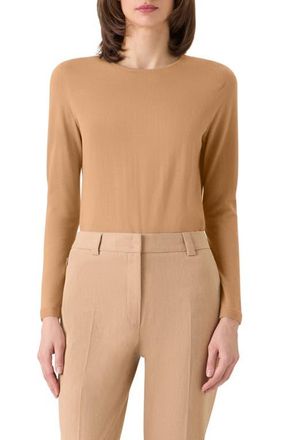 Akris Fine Cashmere & Silk Sweater in Camel at Nordstrom, Size 12