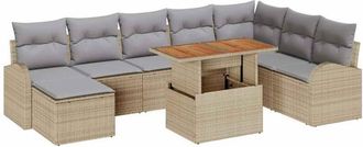 vidaXL Conjunto De Sof&aacute; De Jard&iacute;n 9 Pcs Beige Polirat&aacute;n Vidaxl