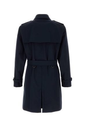 Burberry Mens Dark Blue Gabardine Heritage Kensington Trench Coat Coalblue