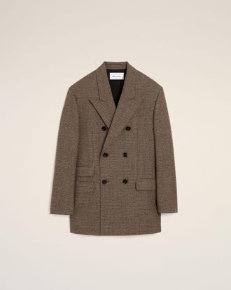 Ami Ami Paris - Brown double breasted houndstooth wool blazer Brown - Size: 34 - for Women