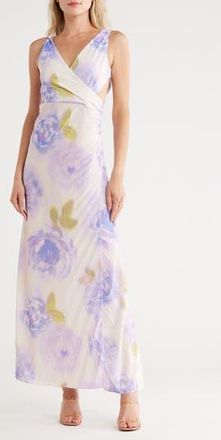 Asos Twist Shoulder Maxi Dress in Light Purple Multi at Nordstrom Rack, Size 14 Us / 18 Uk