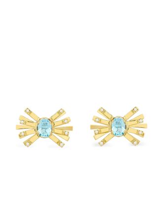 Carol Kauffmann 18K yellow gold Farfalle diamond and topaz earrings - women - 18kt Yellow Gold/Diamond/Blue Topaz - One Size