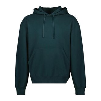 Saint Laurent Hoodies, male, Green, Size: L Embroidered Hoodie in Duck Green