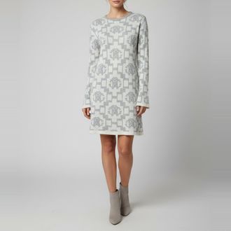 Roberto Cavalli Grey Logo Intarsia Knit Mini Sweater Dress