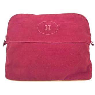 Herm&egrave;s Red Color Canvas Pouch (Pre-Owned)