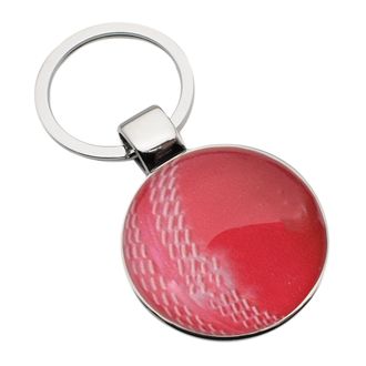 Generic Personalised Engraved with a Cricket Ball Design Silver Round Keyring Presented in a Gift Bag