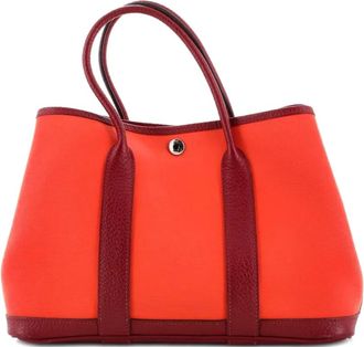 Herm&egrave;s Garden Party Toile and Leather 30 tote bag - Arancione