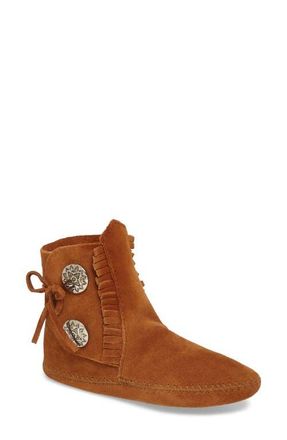 Minnetonka Two-Button Softsole Bootie in Brown at Nordstrom, Size 6.5