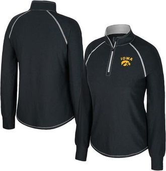 Colosseum Womens Colosseum Black Iowa Hawkeyes Bikram Raglan Quarter-Zip Top at Nordstrom, Size X-Large