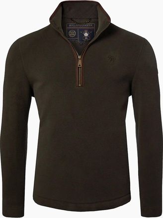 Holland Cooper Mens HOLLAND COOPER COUNTRY FLEECE HALF ZIP KHAKI - Green - Size: 44