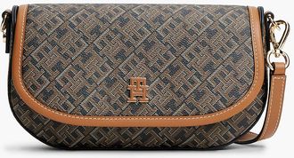 Tommy Hilfiger Womens Allover Monogram Saddle Bag - Black Mix