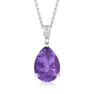 Ross-Simons Amethyst Pendant Necklace With Diamond Accents in Sterling Silver
