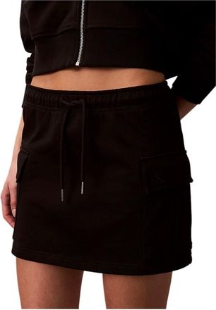 Calvin Klein Rokken, Dames, Zwart, XS, Katoen, Katoenen badstof cargominirok