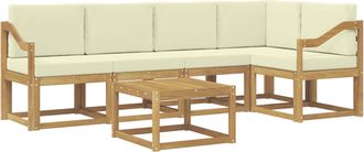 vidaXL Conjunto De Sof&aacute;s De Exterior 6 Uds. Blanco Y Crema Vidaxl