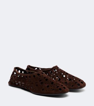 Alaia Ala&iuml;a Vienne suede slip-on shoes