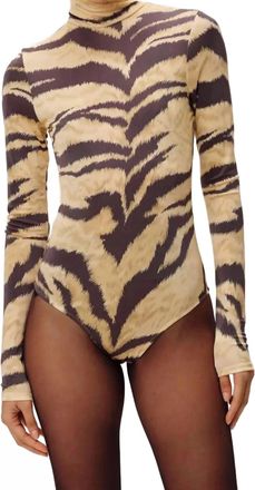 Ronny Kobo Luca Bodysuit In Black & Tan