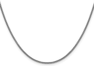 Diamond2Deal 14K White Gold 1.5mm Semi-Solid Round Box Chain Necklace