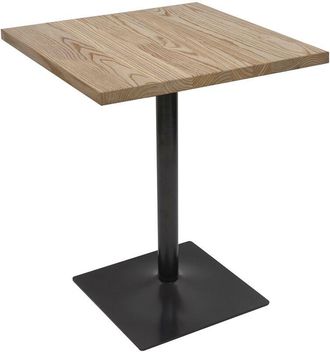 Hhg Mesa bistro 062, mesa de bar mesa de mostrador, gastro industrial metal olmo madera maciza mvg 70x70cm, marrón claro
